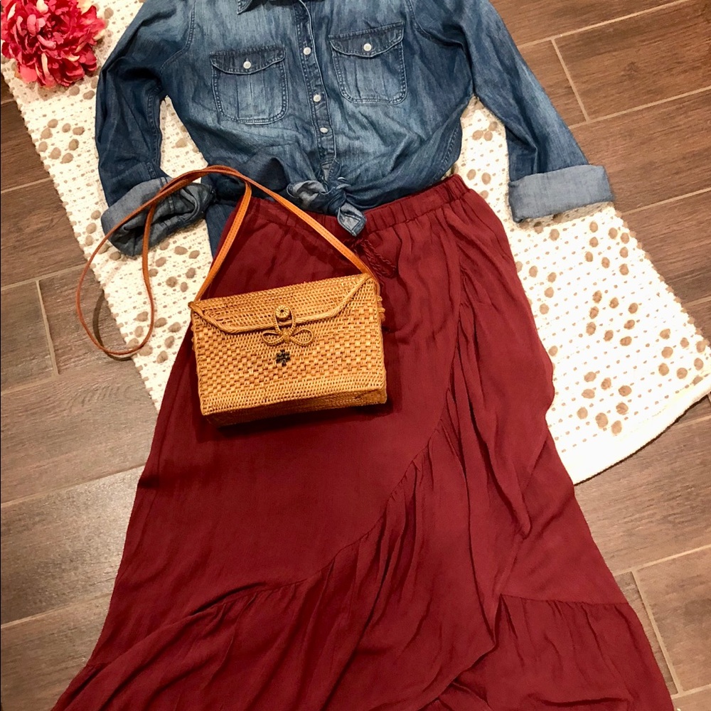 Love fire hi low maxi skirt